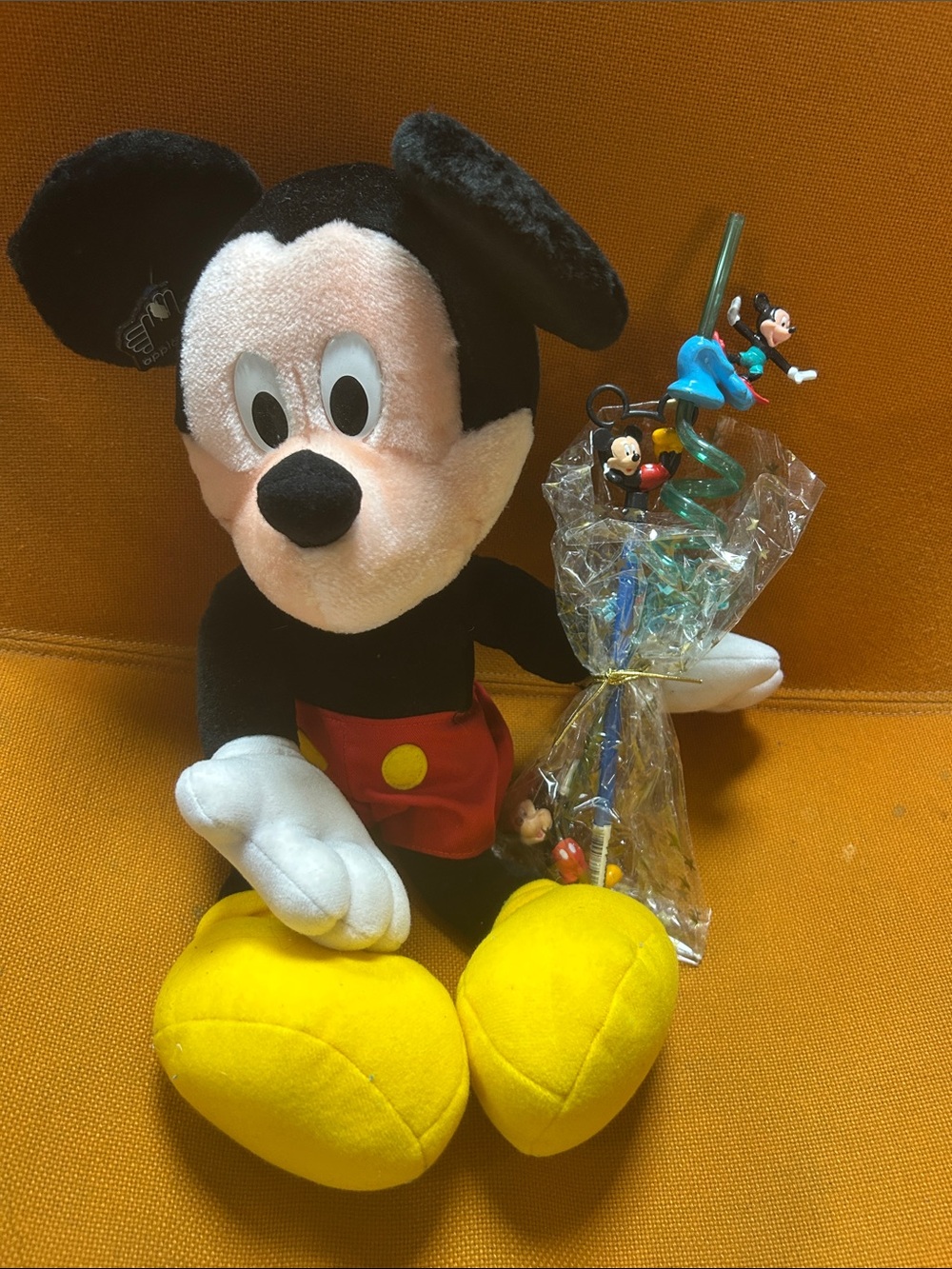 Mickey Mouse Plush with Straw, Pencil and little Mickey